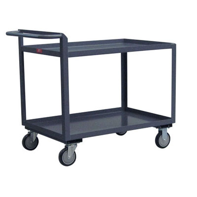 2 Shelf Low Profile Cart w/ High Handle, 24" Wide