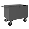 4 Sided Box Truck w/ 6' Mold-On Rubber Casters, Hinged Cover (2,000 lbs. Capacity)
