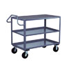 3 Shelf Ergonomic Handle Reinforced Steel Cart, 30' Wide, 2,400 lb. Capacity