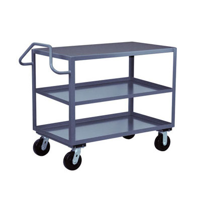 EF360 - 3 Shelf Ergonomic Handle Reinforced Steel Cart, 30" Wide, 2,400 lb. Capacity