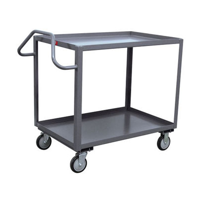 2 Shelf Ergonomic Handle Steel Service Cart, 30" Wide