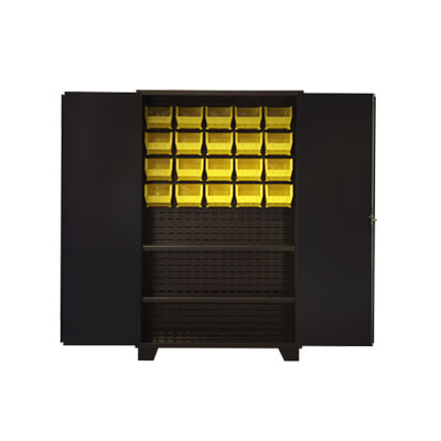 Model HY, 14 Gauge Bin Cabinet with Shelves & Solid Doors - 48"W x 24"D x 78"H