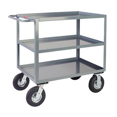 3 Shelf Steel Vibration Reduction Cart w/ Standard Handle, 24' Wide
