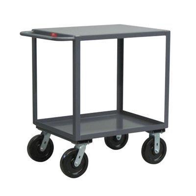 2 Shelf Steel Reinforced Service Cart w/ Standard Handle, 30' Wide, 4,800 lb. Capacity