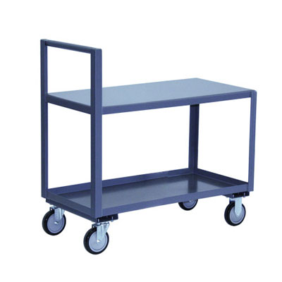 2 Shelf Low Profile Cart w/ Straight Handle, 30" Wide