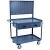 Two Shelf Service Cart w/ 2 Drawers & Pegboard