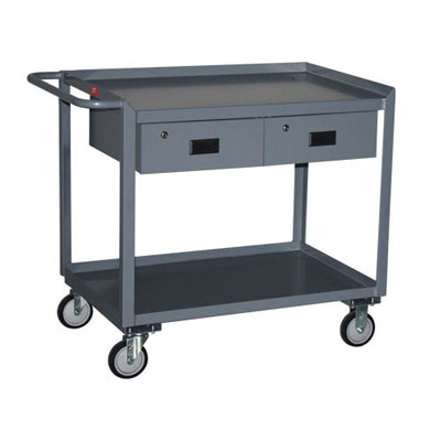 SR236 - Two Shelf Service Cart w/ 2 Drawers, 24"W