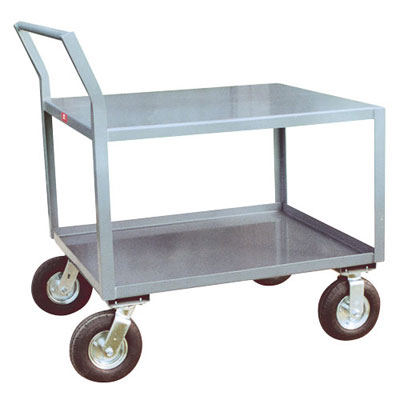 2 Shelf Offset Handle Low Profile Vibration Reduction Steel Cart, 30' Wide