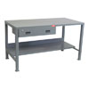 Heavy Duty Fixed Workbench with Flush Top & 1 Drawer, 30" Deep