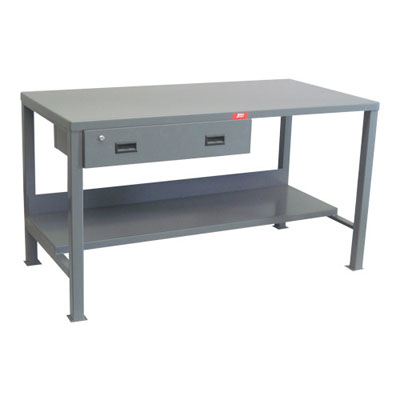 Heavy Duty Fixed Workbench with Flush Top & 1 Drawer, 30' Deep
