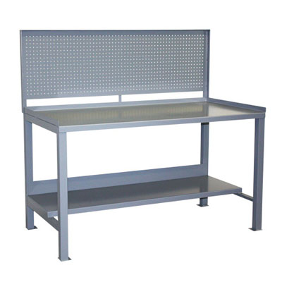Heavy Duty Fixed Workbench with Pegboard Panel, 30' Deep