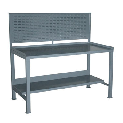 Heavy Duty Fixed Workbench with Louvered Panel, 30" Deep