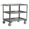 Stainless Steel 3 Shelf Cart w/ Standard Handle & Steel Rigs, 24" Wide