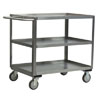 XA124 - Stainless Steel 3 Shelf Cart w/ Standard Handle & Steel Rigs, 18" Wide