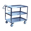 Stainless Steel 3 Shelf Cart w/ Ergonomic Handle & Steel Rigs, 24' Wide
