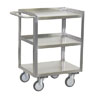 Stainless Steel Mobile Work Stand w/ 3 Shelves, Steel Rigs & 5' Urethane Casters, 18' Deep