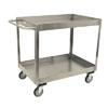 Stainless Steel 2 Shelf Cart w/ 3' Lips, 5' Urethane Casters, and Steel Rigs, 24' Wide