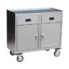 Stainless Steel Mobile Cabinet w/ 2 Doors, 2 Drawers, Steel Rigs & 5" Urethane Casters, 24" Deep