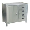 Stainless Steel Work Height Cabinet w/ 1 Door & 4 Drawers, 36"W x 18"D