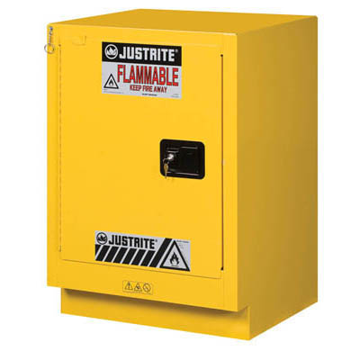 Left Hinged Under Fume Hood Solvent/Flammable Liquid Safety Cabinet - Self-Close, 15 Gal Capacity