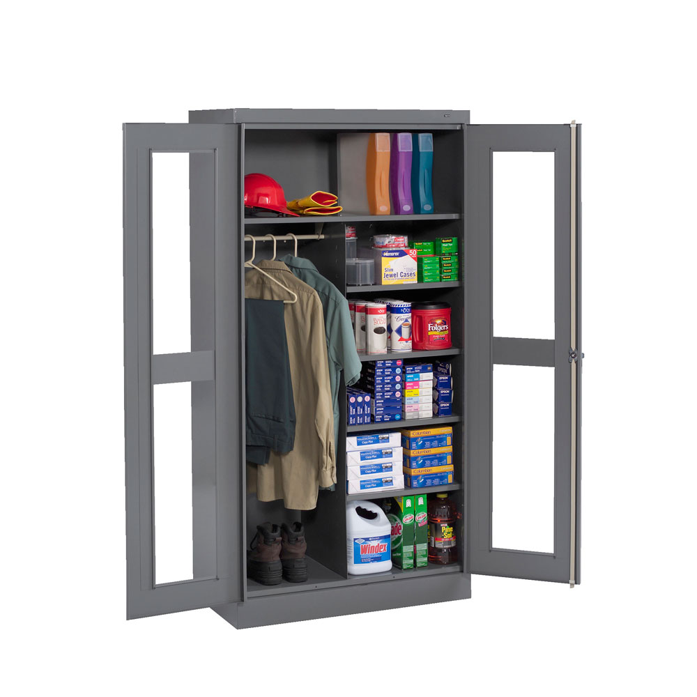 Broom Closet Storage Cabinet with 4 Adjustable Shelves - 36W x 24D x 72H