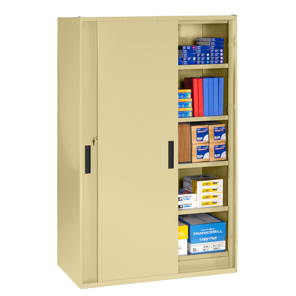 Assembled Jumbo Steel Storage Cabinet, 48w x 24d x 78h, Putty