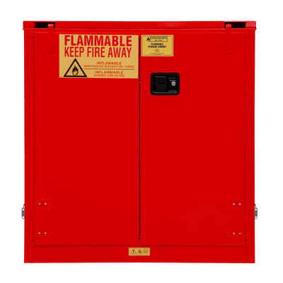 Flammable Storage Cabinet, Red, 2 Self Close Doors, 30 Gallons (114L)