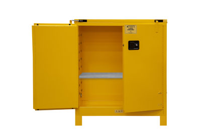 Flammable Safety Cabinet with Legs, 30 Gallons (114L), Self Closing Doors