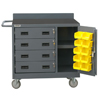 36' Wide Mobile Cabinet with 4 Drawers & Lockable Storage Compartment with 10 Bins 