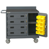 36" Wide Mobile Cabinet with 4 Drawers & Lockable Storage Compartment with 10 Bins 