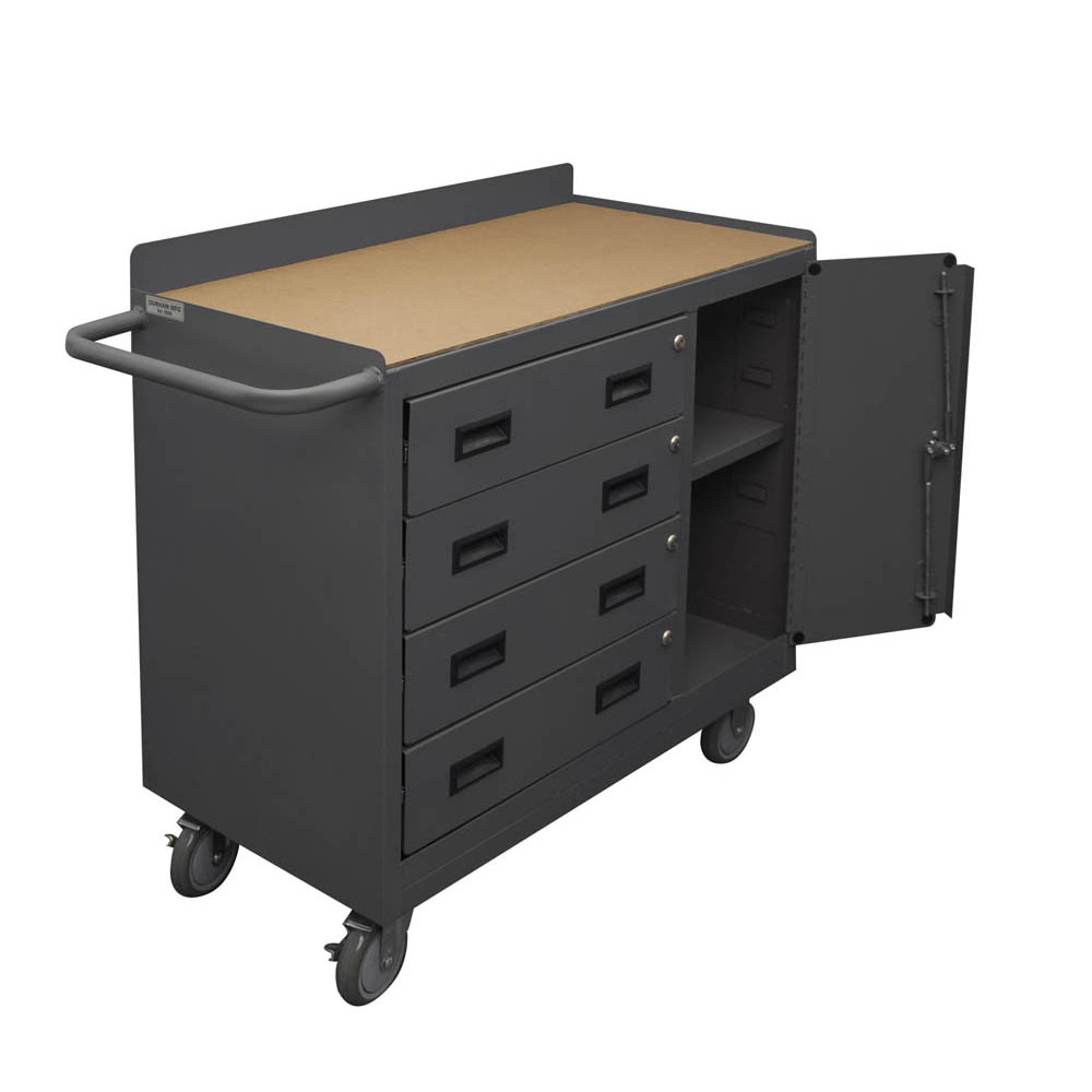 Mobile Cabinet with 4 Drawers & Lockable Storage Compartment - 36'W