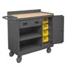 Mobile Cabinet with Drawer, Shelf & 8 Hook-On Bins' Lockable Storage Compartment - 36'W