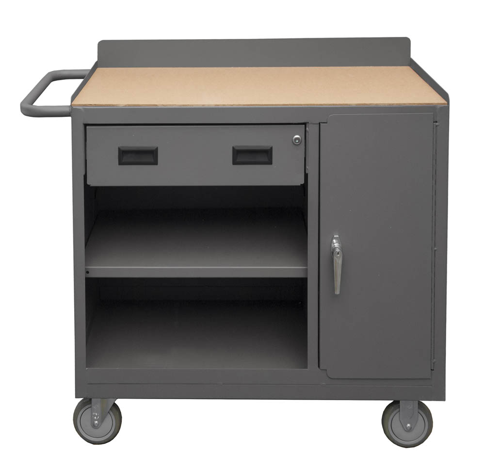 Mobile Cabinet with Drawer, Shelf & Lockable Storage Compartment - 36"W