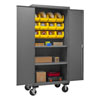 Mobile Cabinet with 12 Bins / 2 Shelves, 16 Gauge - 36" Wide