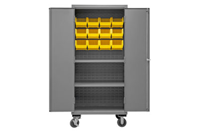 Mobile Cabinet with Hook-On Bins/Shelves, 16 Gauge - 36"W x 24"D x 80"H