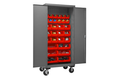 Mobile Cabinet with Hook-On Bins, 16 Gauge - 36"W x 24"D x 80"H