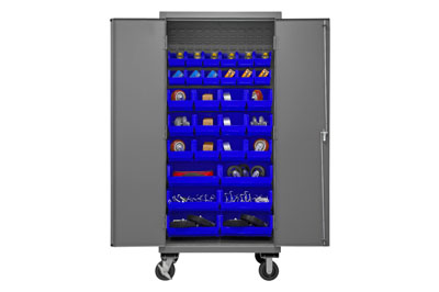 Mobile Cabinet with Hook-On Bins, 16 Gauge - 36"W x 24"D x 80"H
