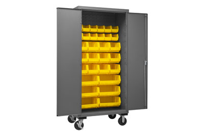 Mobile Cabinet with Hook-On Bins, 16 Gauge - 36"W x 24"D x 80"H