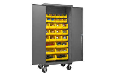 Mobile Cabinet with Hook-On Bins, 16 Gauge - 36"W x 24"D x 80"H