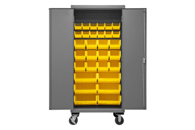 Mobile Cabinet with Hook-On Bins, 16 Gauge - 36"W x 24"D x 80"H