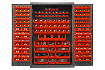 16 Gauge Cabinet with 186 Hook-On Bins - 48"W x 24"D x 72"H