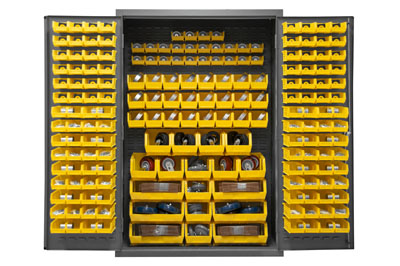 16 Gauge Cabinet with 186 Hook-On Bins - 48"W x 24"D x 72"H