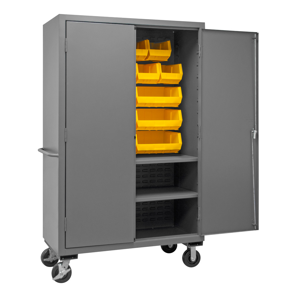 Mobile Cabinet with Hook-On Bins/Shelves, 16 Gauge - 48"W x 24"D x 80"H