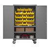 Mobile Cabinet with Hook-On 18 Bins / 2 Shelves, 16 Gauge - 48' Wide