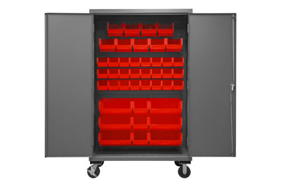 Mobile Cabinet with Hook-On Bins, 16 Gauge - 48"W x 24"D x 80"H