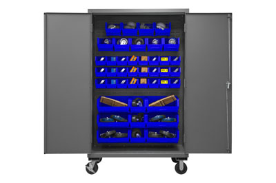 Mobile Cabinet with Hook-On Bins, 16 Gauge - 48"W x 24"D x 80"H