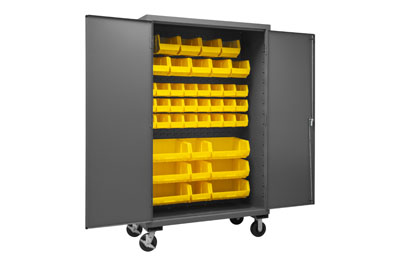 Mobile Cabinet with Hook-On Bins, 16 Gauge - 48"W x 24"D x 80"H