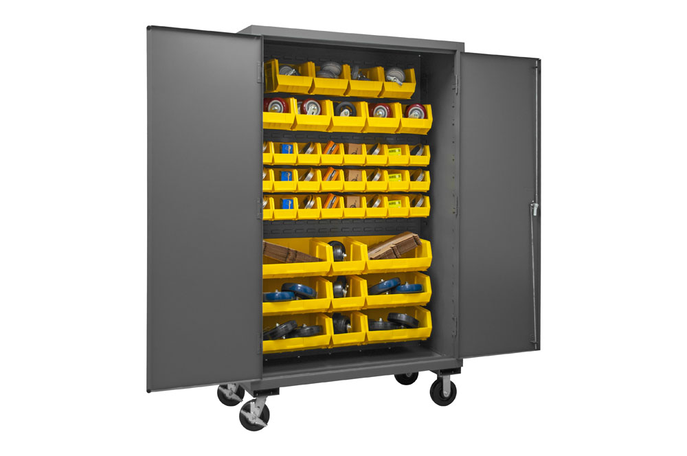 Mobile Cabinet with Hook-On Bins, 16 Gauge - 48"W x 24"D x 80"H