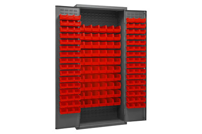 16 Gauge Cabinet with 156 Hook-On Bins - 36"W x 18"D x 84"H