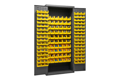 16 Gauge Cabinet with 156 Hook-On Bins - 36"W x 18"D x 84"H